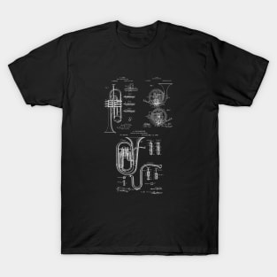 Brass Musical Instruments Patent Blueprints T-Shirt